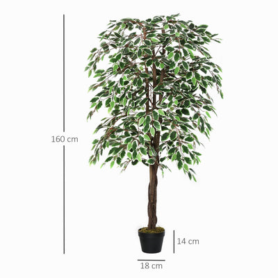 160cm Artificial Ficus Silk Tree, Indoor/Outdoor Décor Homcom