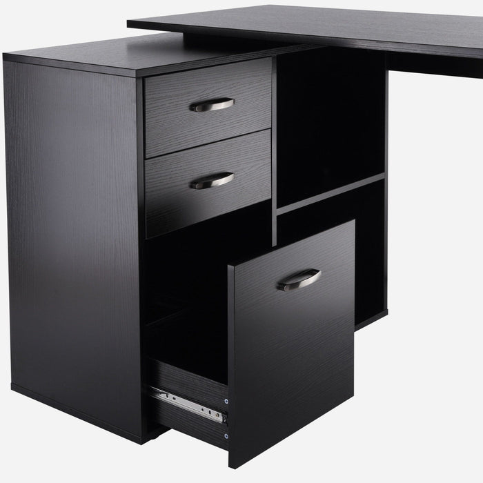 Modern L Shaped Desk, Spacious Storage, For Home Office