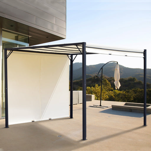 Metal Pergola With Sliding Canopy, 3x3m, Cream