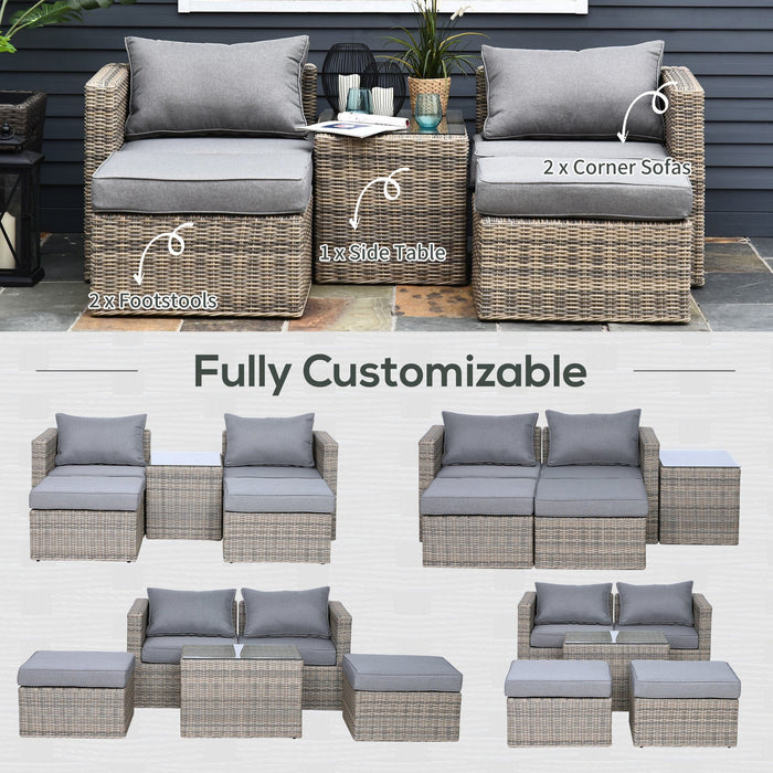 2 Seater Rattan Garden Furniture Set, Grey