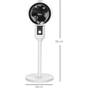 HOMCOM 32'' Air Circulator Fan 3 Speed, 70° Oscillation 90° Vertical Tilt, Round Base, Carry Handle, for Living Room, Bedroom, Office, Black and White Homcom