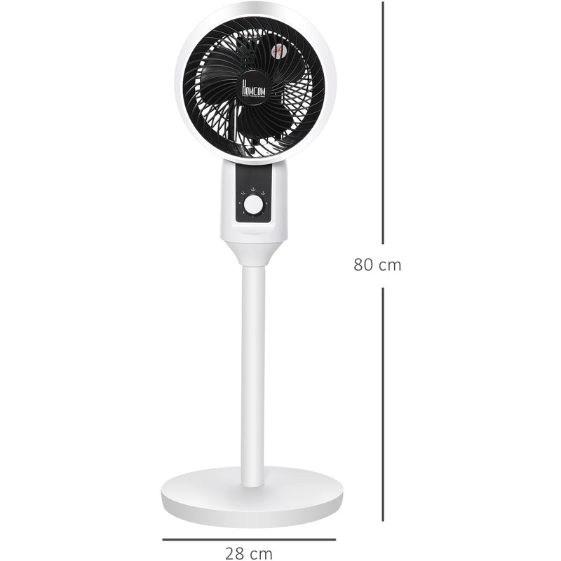 HOMCOM 32'' Air Circulator Fan 3 Speed, 70° Oscillation 90° Vertical Tilt, Round Base, Carry Handle, for Living Room, Bedroom, Office, Black and White Homcom