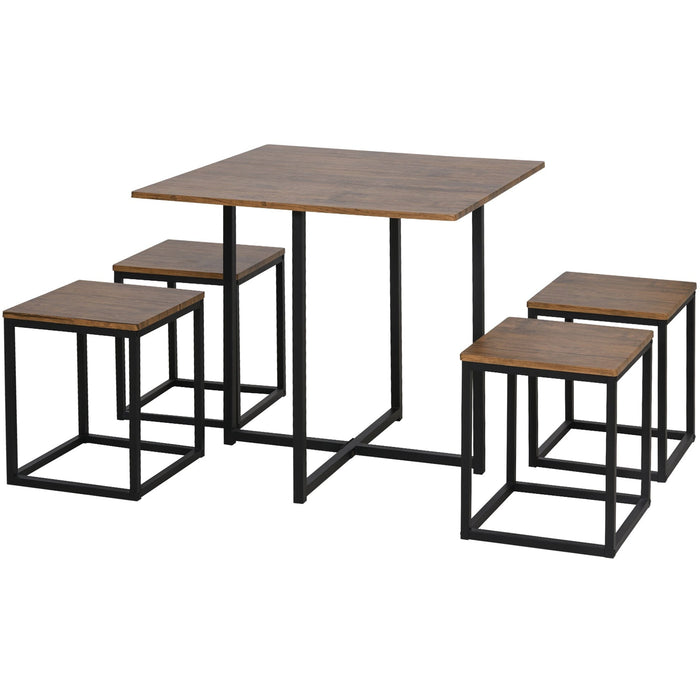 Table and Stool Set, 5-Pc Industrial Style Metal Frames