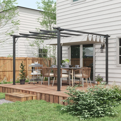 Modern Garden Pergola With Retractable Roof, 3x3m, Grey Outsunny