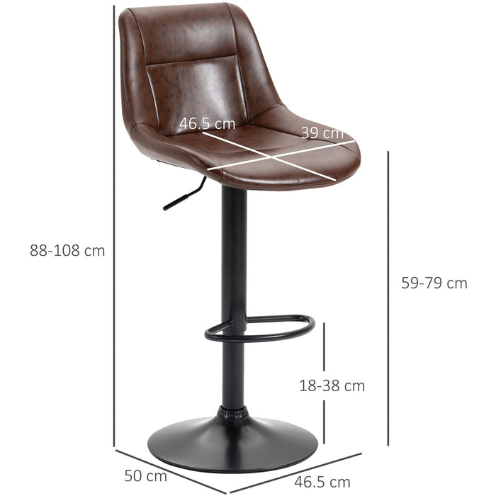 Brown Leather Bar Stools Set of 2