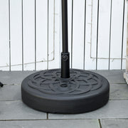 Outsunny Garden Parasol Base Holder, Outdoor Market Umbrella Stand Weight with Built-In Handle, 25kg Water or 35kg Sand Filled, Black Outsunny