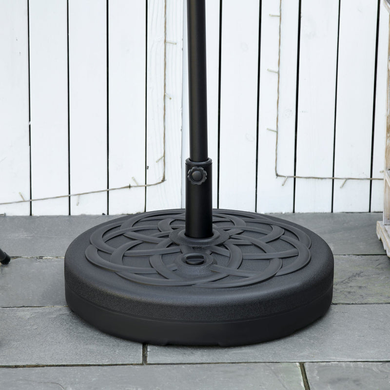 Outsunny Garden Parasol Base Holder, Outdoor Market Umbrella Stand Weight with Built-In Handle, 25kg Water or 35kg Sand Filled, Black Outsunny