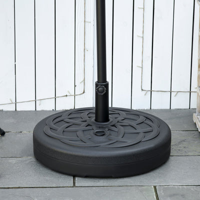 Outsunny Garden Parasol Base Holder, Outdoor Market Umbrella Stand Weight with Built-In Handle, 25kg Water or 35kg Sand Filled, Black Outsunny
