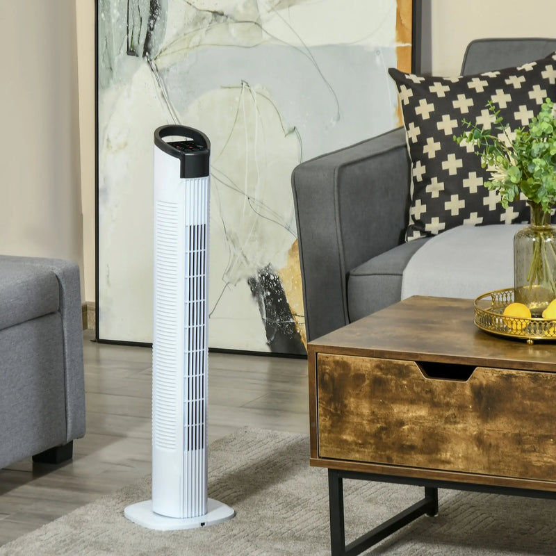 70° Oscillating Tower Fan with Remote, 3 Speed, 7.5h Timer Homcom