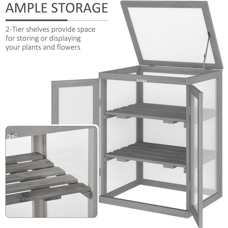 Small Wooden Greenhouse, Cold Frame, 3-Tier, 58 x 44 x 78cm