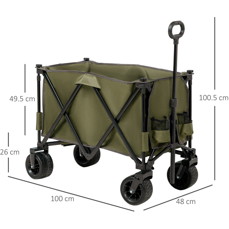 Green Folding Garden Garden Trolley on Wheels