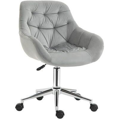 Grey Velvet Ergonomic Office Chair Vinsetto