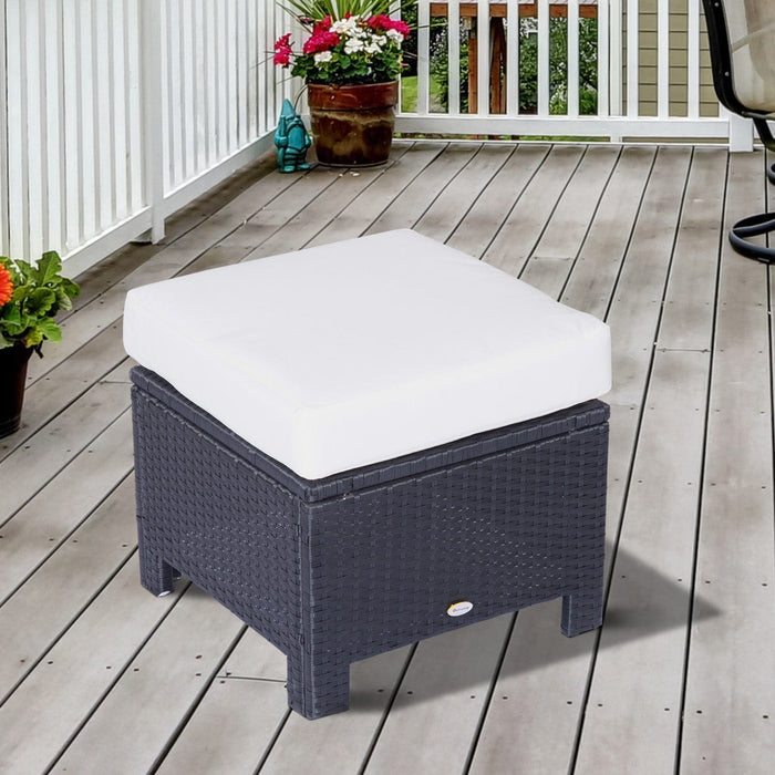 Patio Furniture Footstool With Cushion for Outdoor, 50cm