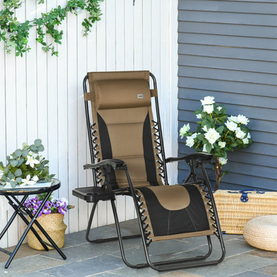 Zero Gravity Chair With Cup Holder and Pillow Outsunny