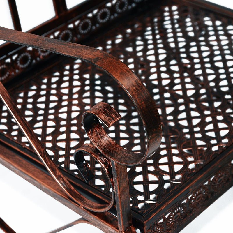 Garden Rocking Chair for Easy Outdoor Relaxation with Wide Seat and Armrests Bronze Red Outsunny