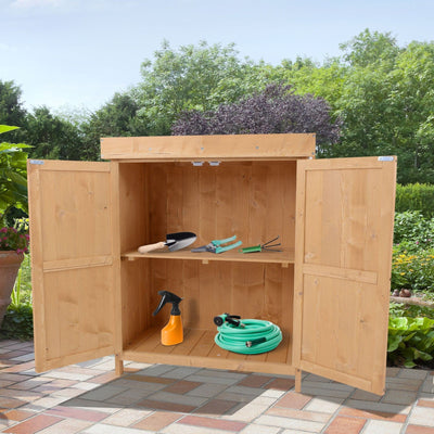 Small Garden Storage Cupboard - Double Doors - 74x43x88 cm Outsunny