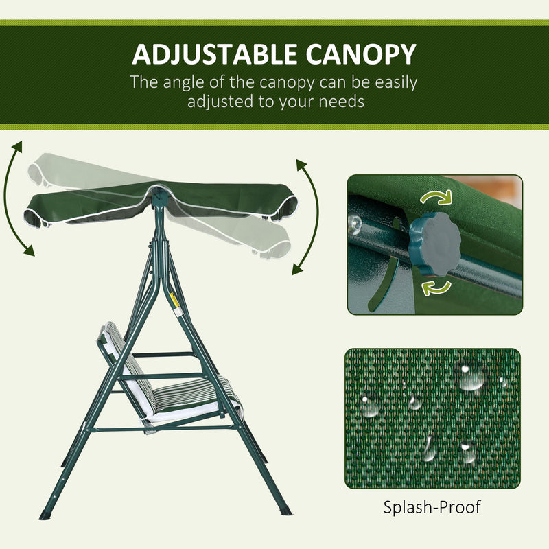 Steel Frame 3 Seater Garden Swing Chair With Canopy Outsunny