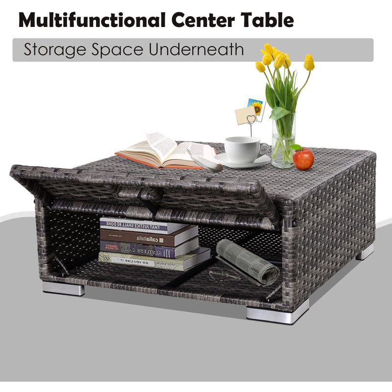 Rattan Corner Garden Sofa Set with Coffee Table