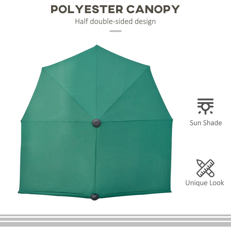 2m Half Garden Parasol - Crank Handle, Cross Base