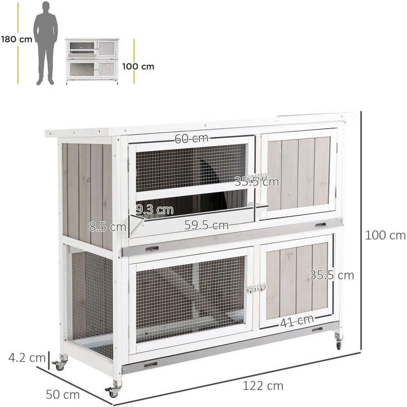 Two Tier Rabbit Hutch With Rain Cover