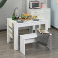 Kitchen Dining Table, 2 Benches Set, White, Space-Saver Homcom