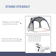 Dome Event Shelter, Garden Canopy, 3.5x3.5m, Cream/Blue Outsunny