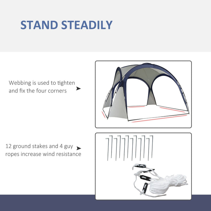 Dome Event Shelter, Garden Canopy, 3.5x3.5m, Cream/Blue