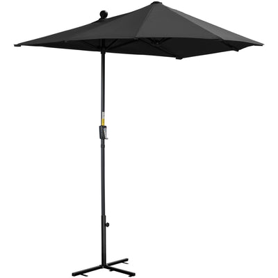 2m Half Garden Parasol, Black Outsunny