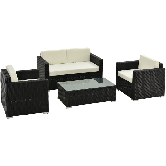 4 Seater Garden Furniture Set, Hand-Woven PE Wicker