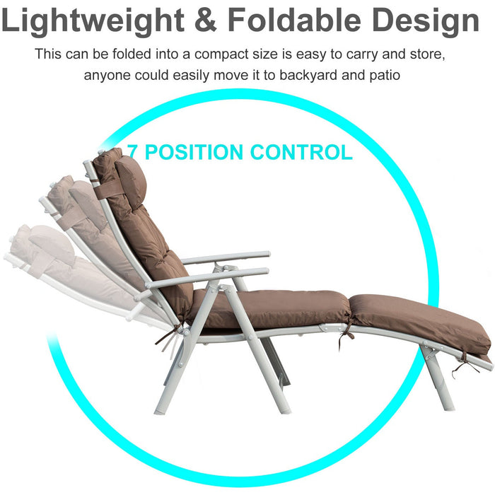 Patio Texteline Sun Lounger, Foldable, Pillow, Cushion