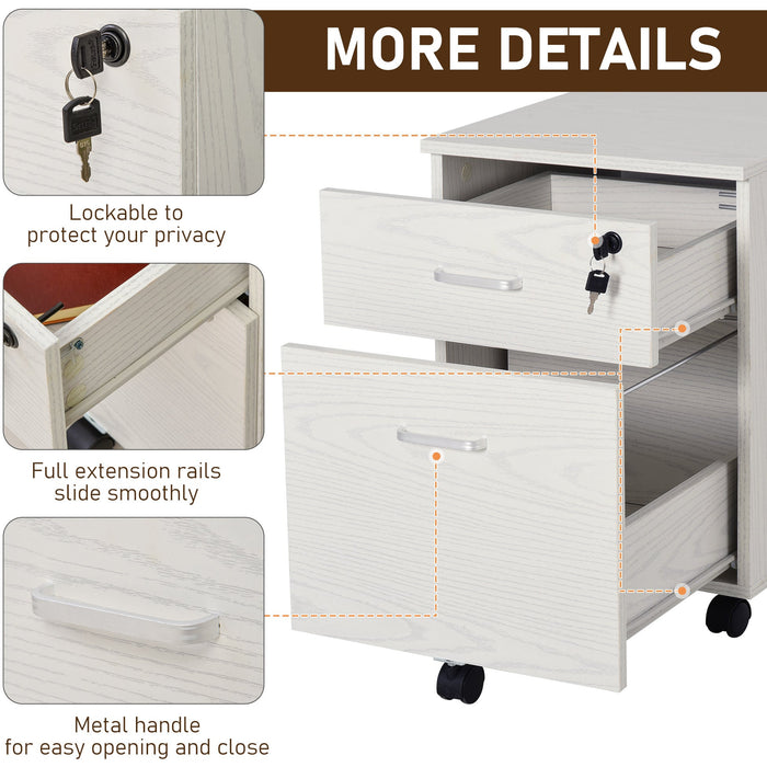 2-Drawer Locking Filing Cabinet, White