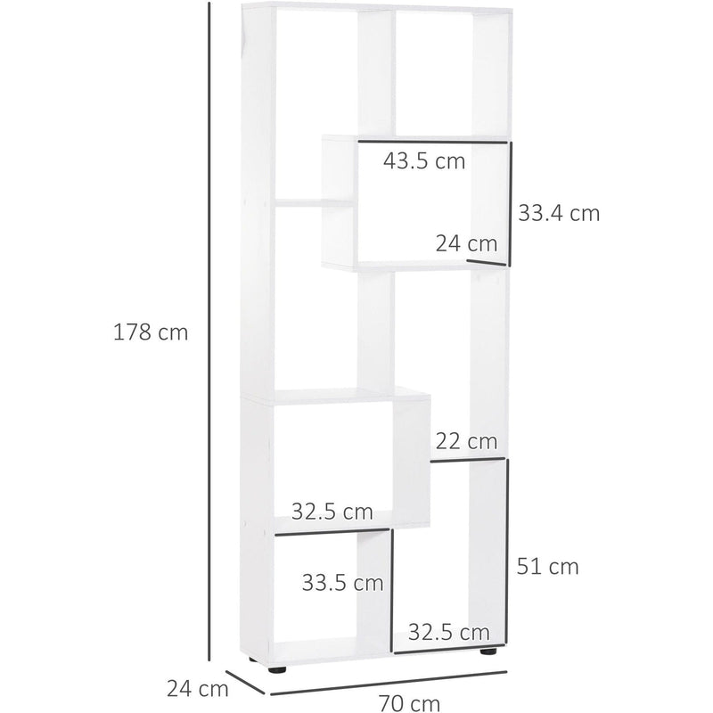 70cm Wide Bookcase, Modern Geometric Display Storage Unit