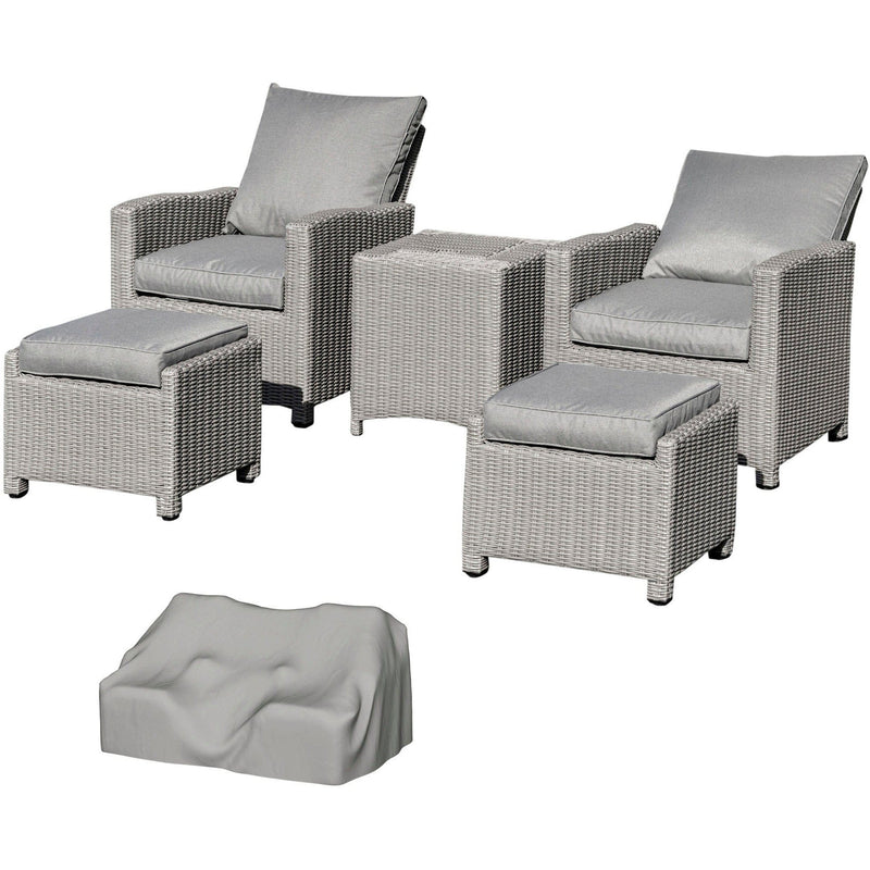 Reclining Rattan Garden Chairs With Drinks Cooler Table