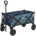 Outsunny Pull Along Cart Folding Cargo Wagon Trailer Trolley for Beach Garden Use with Telescopic Handle - Green Outsunny