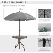 4 Seater Garden Dining Set with Parasol, Grey Outsunny