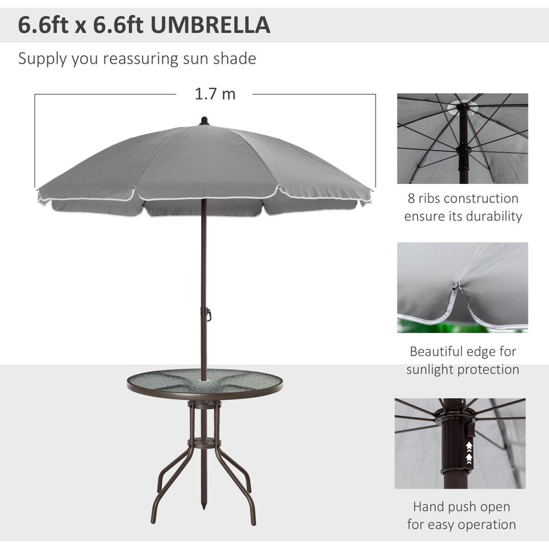 4 Seater Garden Dining Set with Parasol, Grey Outsunny