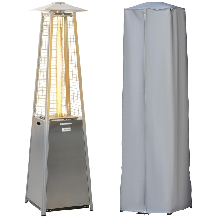 11.2KW Pyramid Gas Patio Heater, Stainless Steel, Wheels