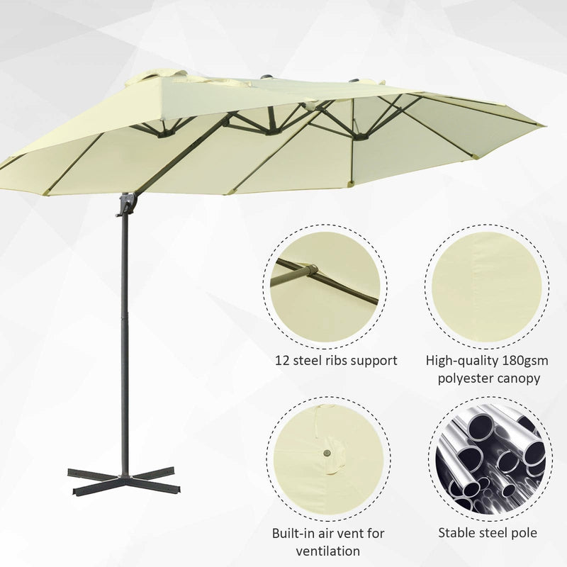 Large Cantilever Umbrella With Cross Base Outsunny