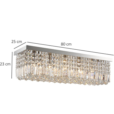 Square Silver Crystal Chandelier, E14 Base Homcom
