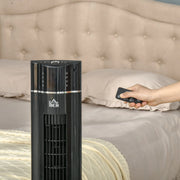 42" Anion Tower Fan with Remote, 3 Speed, Oscillation, Black Homcom