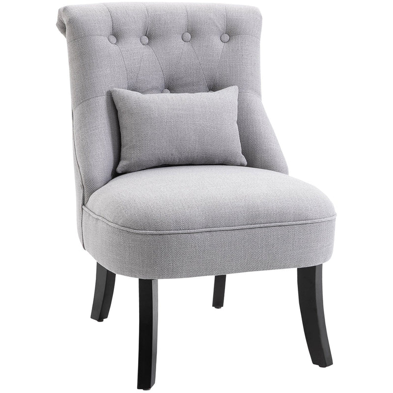 Grey Fabric Accent Chair Solid Wooden Legs