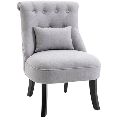 Grey Fabric Accent Chair Solid Wooden Legs Homcom