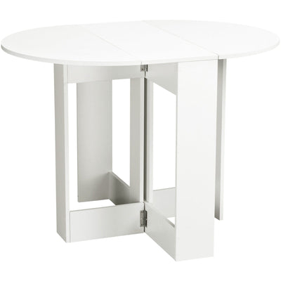 Small Round White Drop Leaf Table Homcom