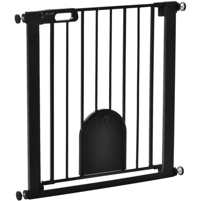 PawHut 75-82cm Black Pet Safety Gate PawHut