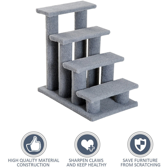 Grey 4-Step Pet Stairs (63.5x43x60cm)