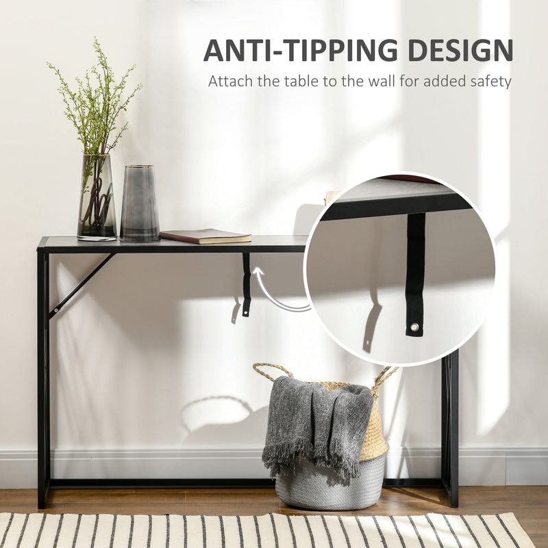 Industrial Console Table - 120cm - Metal Frame - Grey