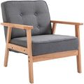 Minimalistic Dark Grey Accent Chair with Wooden Frame Homcom