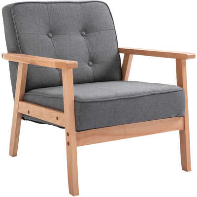 Minimalistic Dark Grey Accent Chair with Wooden Frame Homcom