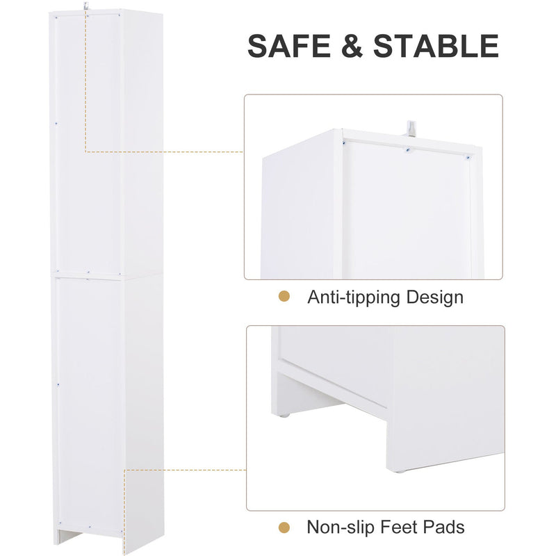 Tall Slim Bathroom Storage Cabinet, White
