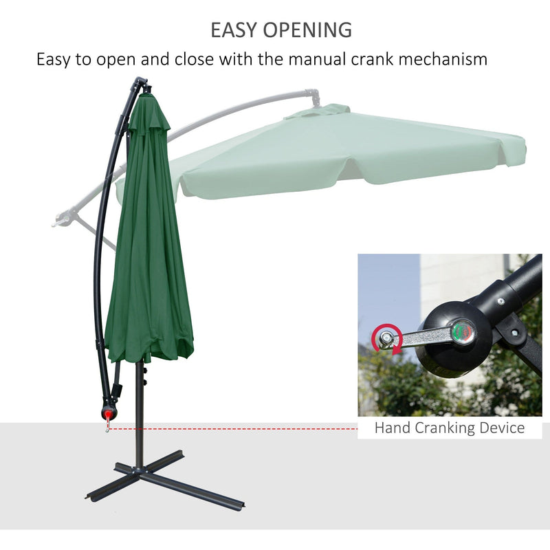 2.7m Cantilever Parasol With Cross Base - Crank Handle